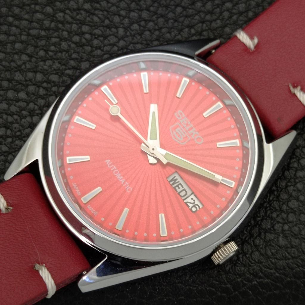 АВТОМАТИЧЕСКИЕ 6309A ВИНТАЖНЫЕ ВОССТАНОВЛЕННЫЕ SEIKO 5 ЯПОНИЯ МУЖСКИЕ ЧАСЫ С КРАСНЫМ ЦИФЕРБЛАТОМ a701710-5