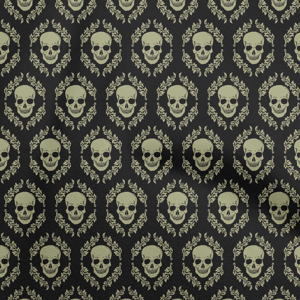 oneOone Cotton Flex Brown Fabric Skull Sewing Material Print Fabric By The Yard 40 Inch