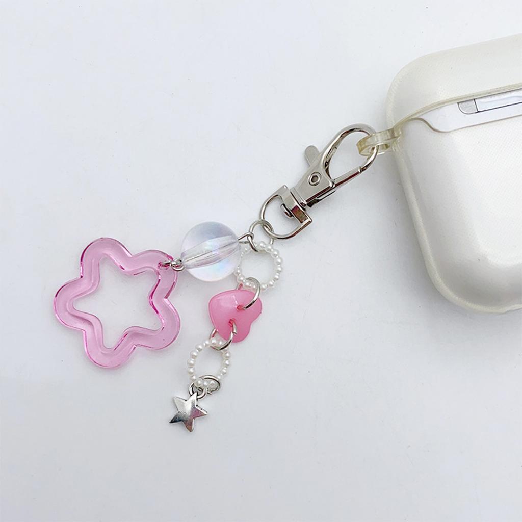 Colorful Star Shaped Keychain Five-Pointed Star Keyring Bag Charm Detachable Phone Charm Pendant for Fashion Enthusiasts