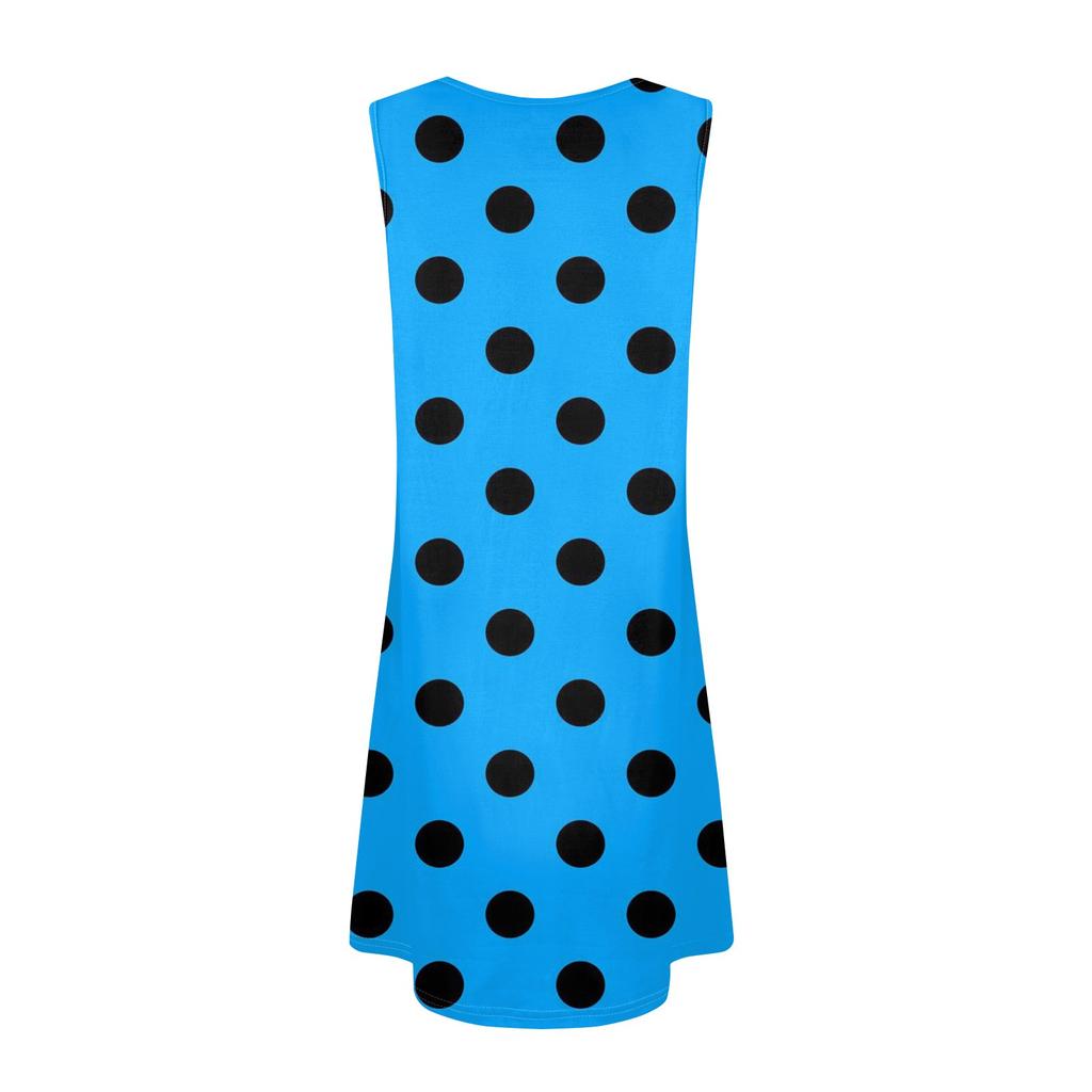 Women's Summer Dress With Pocket Sleeveless Polka Dot Print Sundress