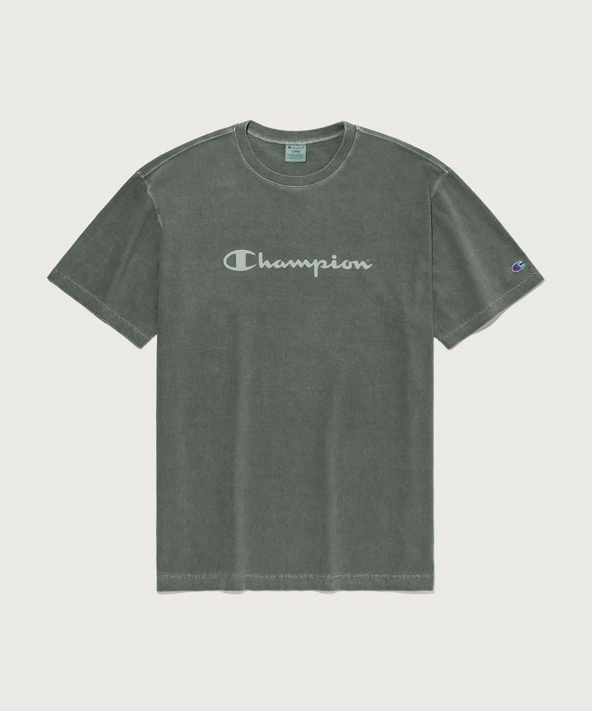 CHAMPION Big Logo Pigment Short Sleeve T-Shirt Green