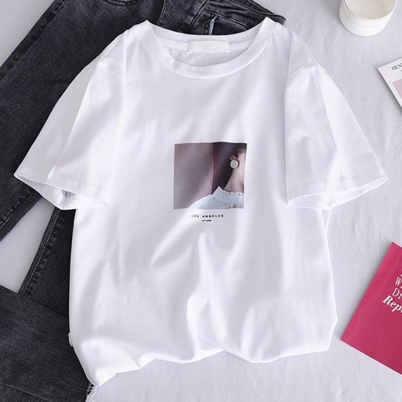 Футболка Hirsionsan Kawaii Printing для женщин, новые летние женские футболки Harajuku Light Color Tees с круглым вырезом, свободные футболки с коротким рукавом