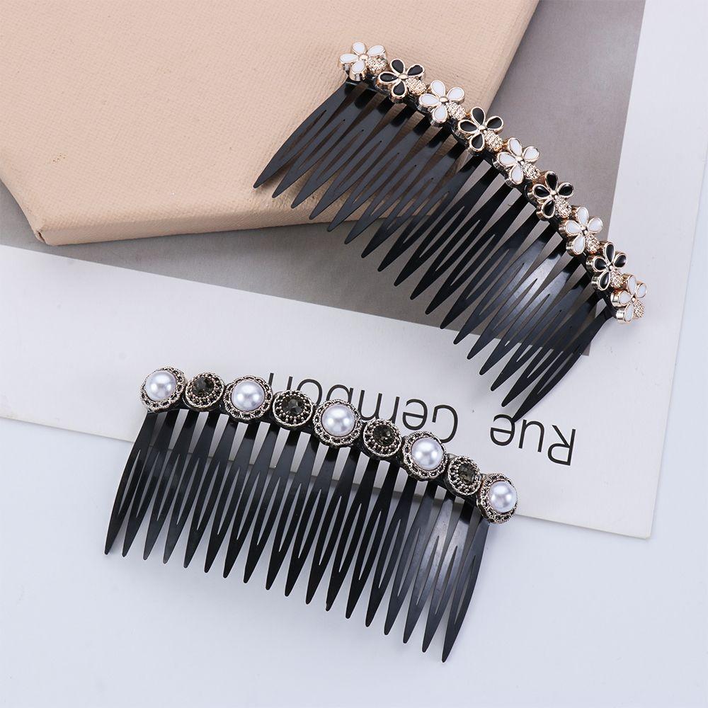 Модные головные уборы Аксессуары для волос Стразы Пуговицы Заколка для волос Вставленная расческа для волос Челка Шпильки