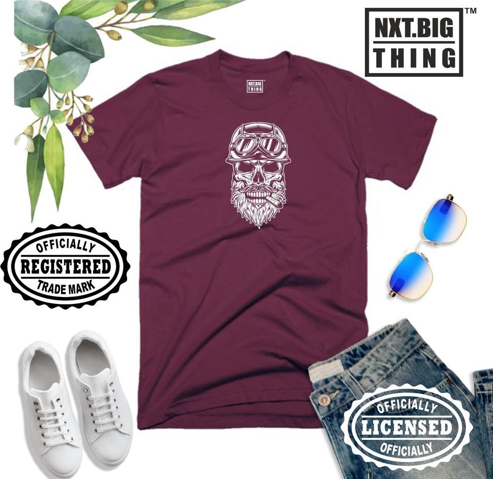 Bearded Skull T Shirt Bike Biker Ride Race Dead Motorbike Motorcycle Chopper Top