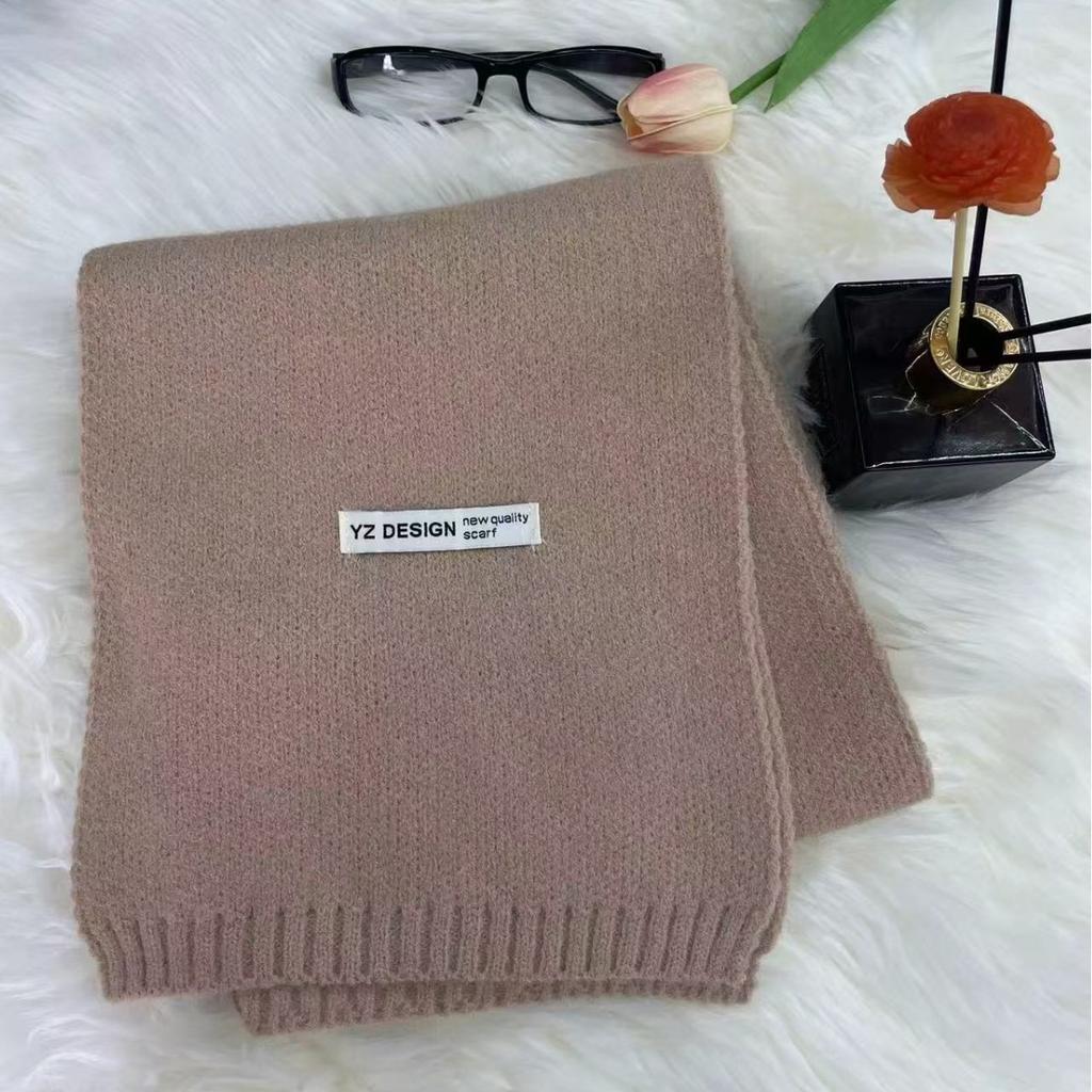 New Korean Style Soft and Skin Friendly Solid Color Versatile Knitted Scarf for Women Winter Warm and Comfortable Scarf Whitening Student Couple