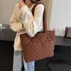 Осенне-зимняя хлопковая сумка, повседневная сумка-тоут большой вместимости, женская модная сумка через плечо из ромбовидного холста