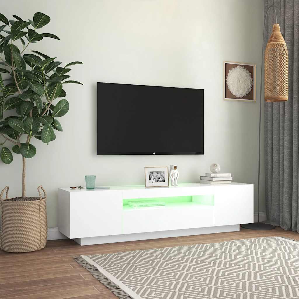 Vidaxl Szafka Tv Z Oświetleniem Led, Biała, 160X35X40 Cm