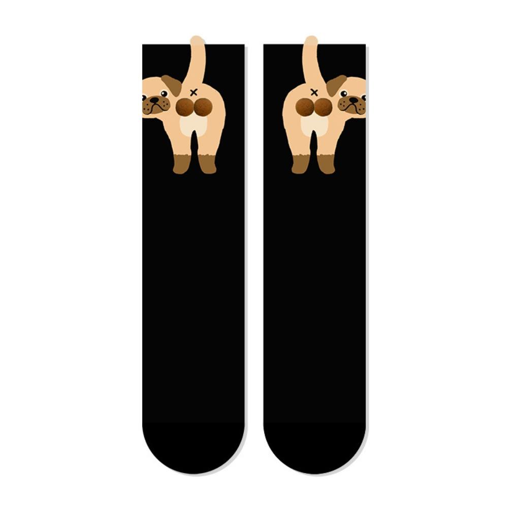 Влагоотводящие носки средней длины с рисунком кота и яйца, носки для пар, удобные хлопковые носки