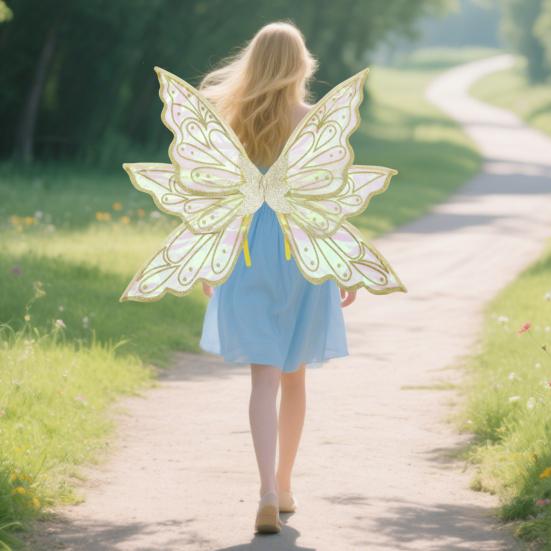 Fairy Wings for Girls Glitter Transparent Butterfly Wings Fairy Costume Halloween Angel Elf Dress Up Accessories for Masquerade Photography