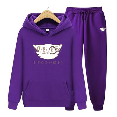 Женский комплект с капюшоном с длинными рукавами Suzume No Tojimari, женские толстовки с эстетической графикой Kawaii Cat, толстовки