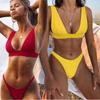 Bikini Women's Split Fashion Swimsuit Solid Color Bandage Sexy Swimsuits