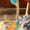 Интерактивная игрушка для кошек Игрушка с кошачьей мятой на эластичном шнуре с перьями и колокольчиком Игрушки для котят для помещения Говорящие игрушки Дразнилка для кошек Игрушка для охоты Домашние кошки
