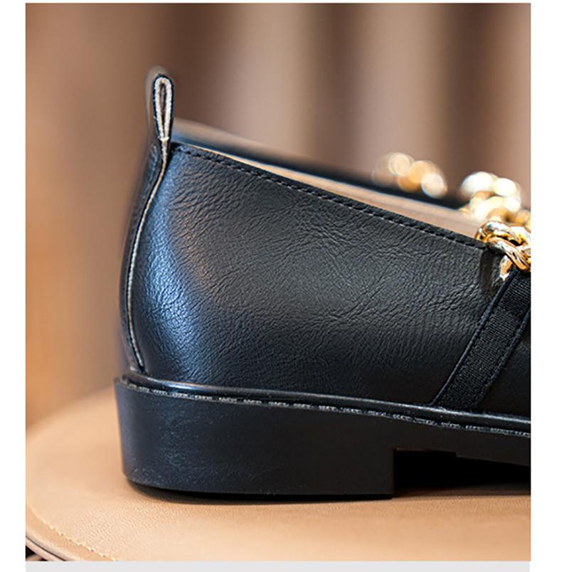 Мода 2024 весна и осень женская уличная обувь женские повседневные лоферы британский стиль металлическая цепочка дизайн банкет и офис 41-43