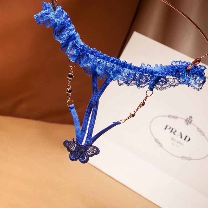 Women Panties Lace Sexy Lingerie G-string Thin Rope Hollow Open File Beaded Rhinestone No Trace Breathable Underwears