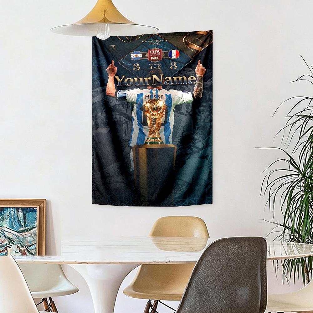 Messi Custom Your Name Wall Decor Tapestry Art For Pet Memorial Birthdaywedding Party Backdrop Family Gift