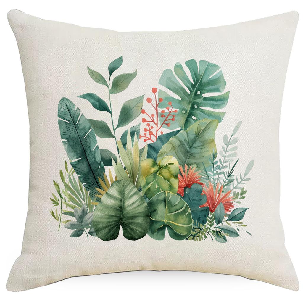 Summer Plant Leaves Pillow Simple Modern Tropical Plant Green Plant Pillow Sofa