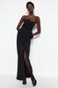 Women's Fashion New Evening Dress & Graduation Dress Black Woven Long Evening Evening Dress