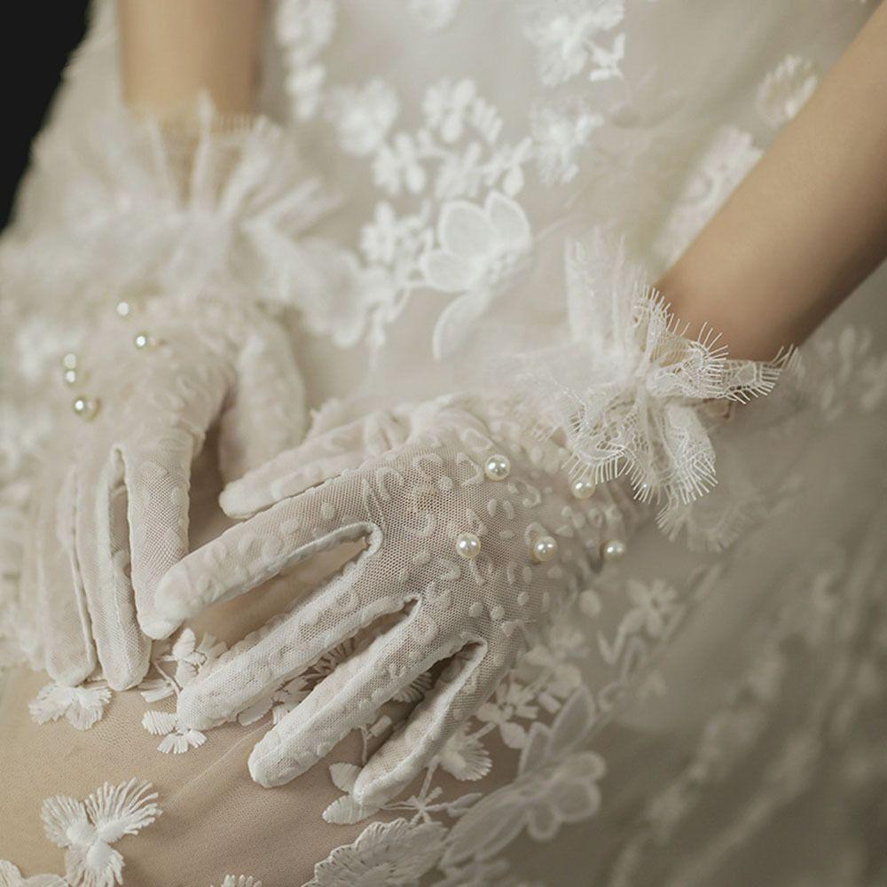 Декор Вечернее платье Свадебные перчатки для невесты Варежки для невесты Варежки для езды на велосипеде Кружевные перчатки