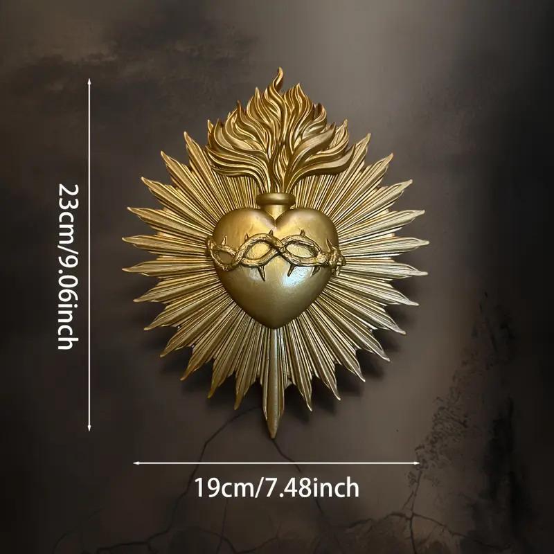 Gothic Sacred Heart Wall Plaque Statue Resin Gothic Wall Art Catholic Wall Hanging For Church Religious Home Decor Gifts