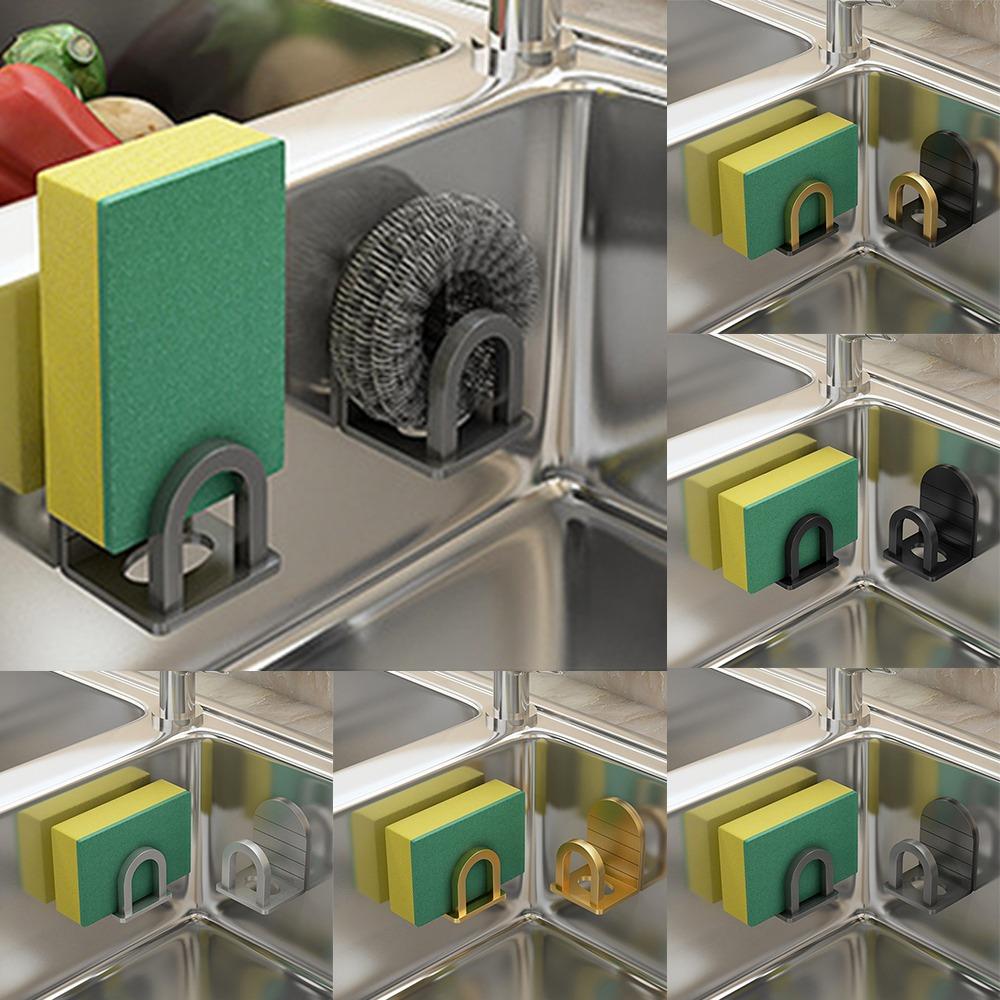 Самоклеящийся держатель для губки для раковины, алюминиевый держатель для хранения губки для кухонной раковины