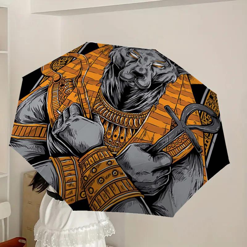 1pc Ancient Egyptian God Anubis Umbrella with Plastic Handle,Suitable for All Seasons Home Travel Outdoor UmbrellaDD368