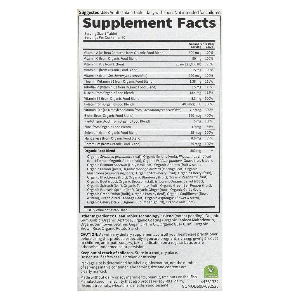 Garden of Life Organics, Once Daily Men's, Whole Food Multivitamin, 60 Vegan Tablets