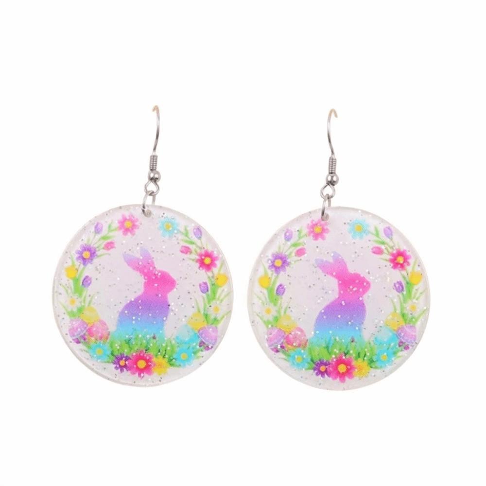 Cartoon Easter Egg Earrings Acrylic Easter Egg Dangle Earrings Bunny Pendant Earrings  Gifts