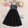 Детское модное черное платье для весны и лета, элегантное платье-халтер для девочек