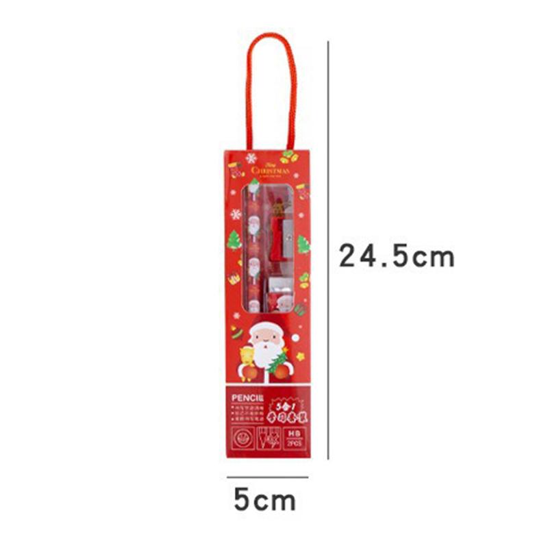 5 шт. кавайный детский канцелярский набор подарочная коробка призовой подарок для детского сада рождественский подарок карандаш линейка ластик точилка канцелярский набор