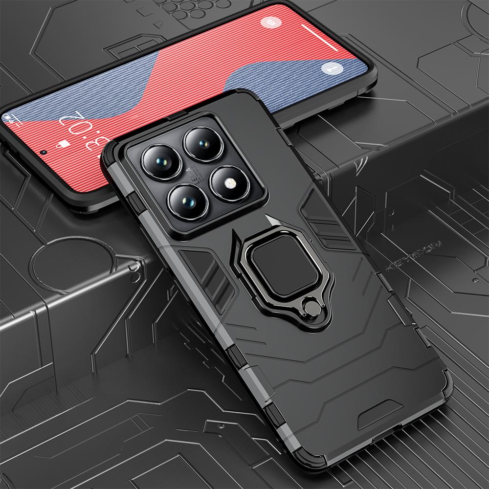 KEYSION Противоударный защитный чехол для Xiaomi 14T Pro 5G Мягкий силиконовый + PC Ring Stand Holder Задняя крышка телефона для Xiaomi 14T 5G 14TPro