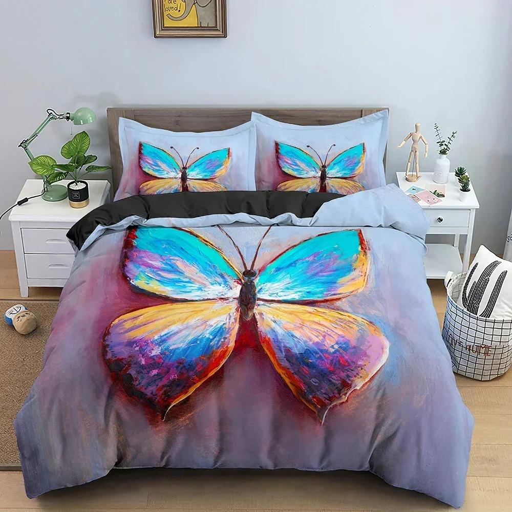 New 3D Print Butterfly Comfortable Duvet Quilt Cover Pillowcase Bedding Set Children Bedroom Decoration Home Textile