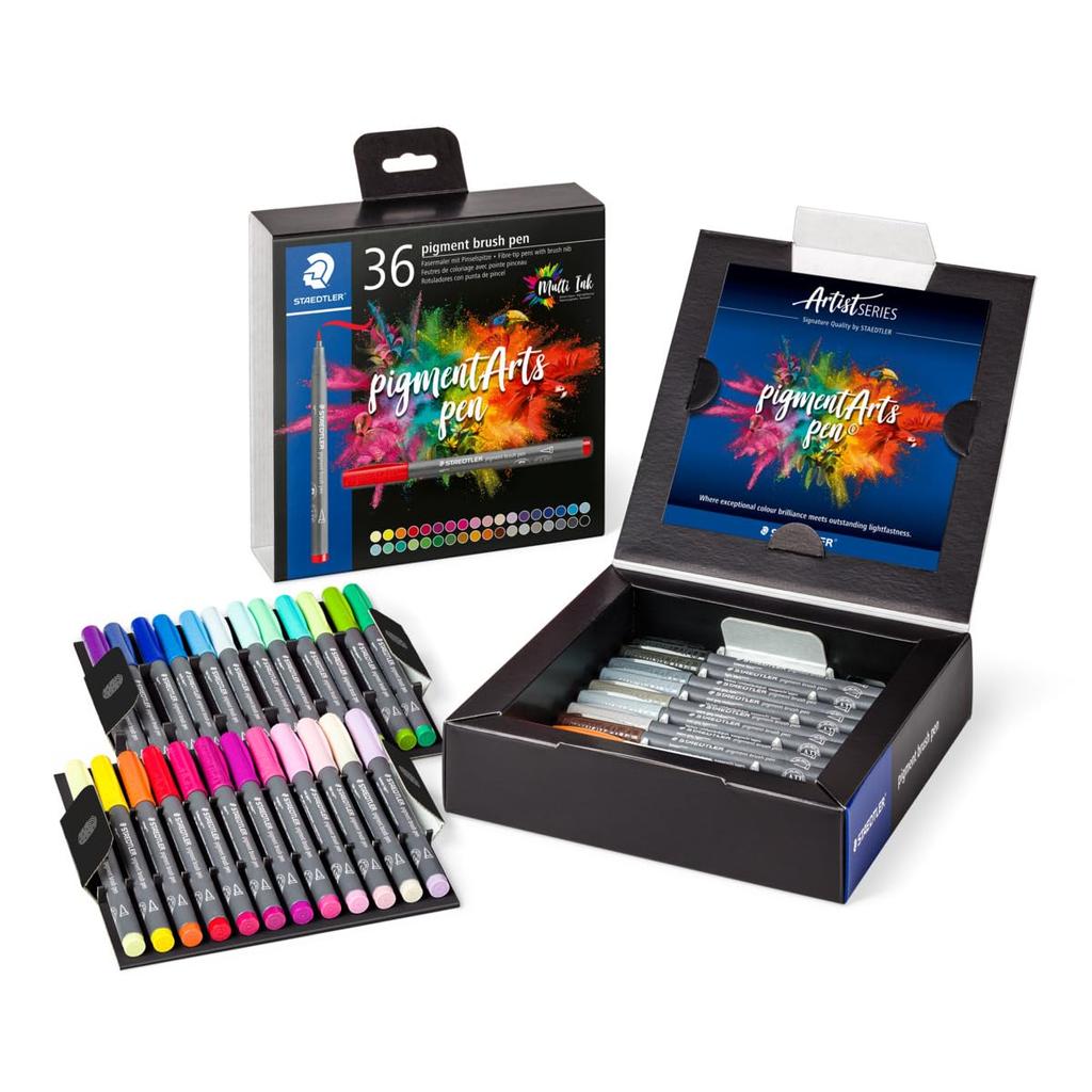 Staedtler Pigment Brush 36 1 Set Pens, Colors, (371 C36)