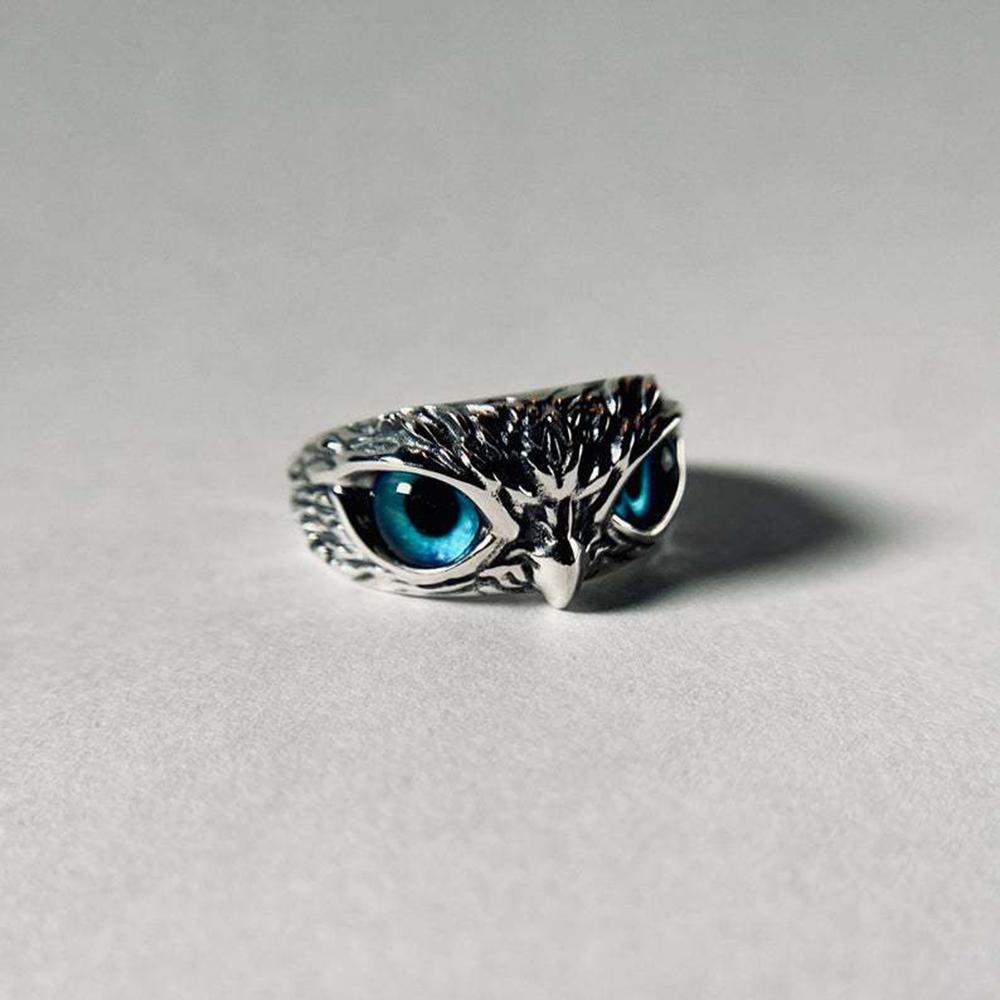 Demon Retro Animal Style Jewelry Open Adjustable Owl Eye Vintage Ring Statement Ring