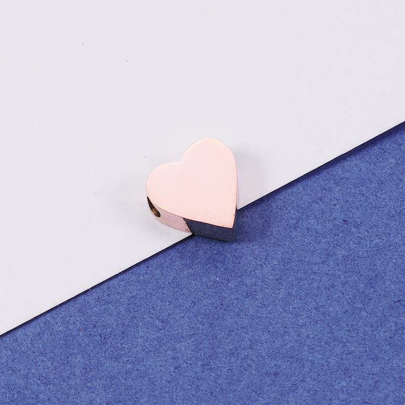 Зеркальные бусины из нержавеющей стали в форме сердца с маленьким отверстием для самодельных украшений (1,8 мм)