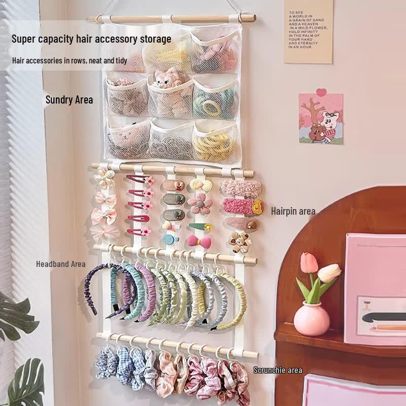 Children's Wall-Mounted Hair Accessory Organizer Bag
