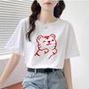 Summer Cotton Short Sleeve T-shirt Loose and Figure Flattering Women's Clothing Printed Half Sleeve Top Bottoming Shirt