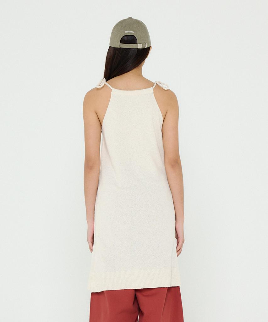 B-Flat Benetton Halterneck Boucle Knit Dress (Cream)