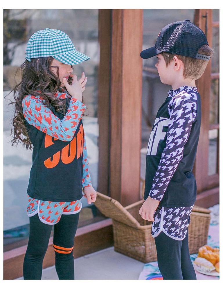 2024 Детский быстросохнущий купальный костюм: Солнцезащитный лонгслив, раздельный дизайн для девочек и мальчиков