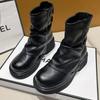 Модные дизайнерские ботинки на платформе с пряжкой для женщин, осенне-зимняя женская обувь с мягкой подошвой, модные повседневные кожаные мотоциклетные ботинки для женщин