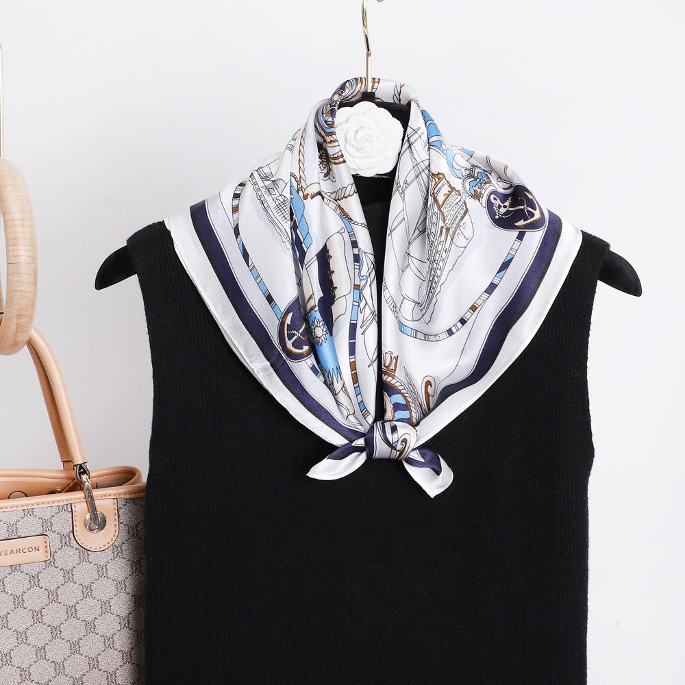 Spring And Summer Satin Long Scarf For Women Sunscreen Shawl Fashionable Beauty Scene Satin Long Scarf Versatile Travel Scarf