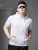 Ozhouzhan 2025 New Solid Hooded Casual T-shirt Men's Hood Short sleeve Hoodie Summer Half Sleeve T-shirt