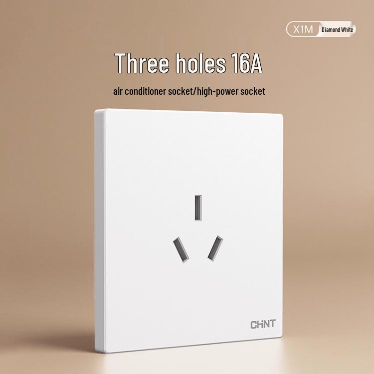 Chint 16A Настенная розетка для кондиционера, одинарная, пятиконтактная, тип 86, бриллиантово-белый.