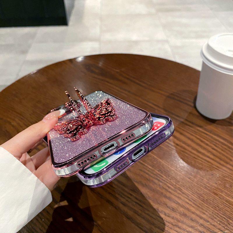 Блестящий чехол для телефона с подставкой-бабочкой для Realme 5 7 8 9 10 11 12 Pro Plus 5i 6i 7i 9i C67 C63 C61 C65 C55 C53 C51 C3 4G Мягкий чехол