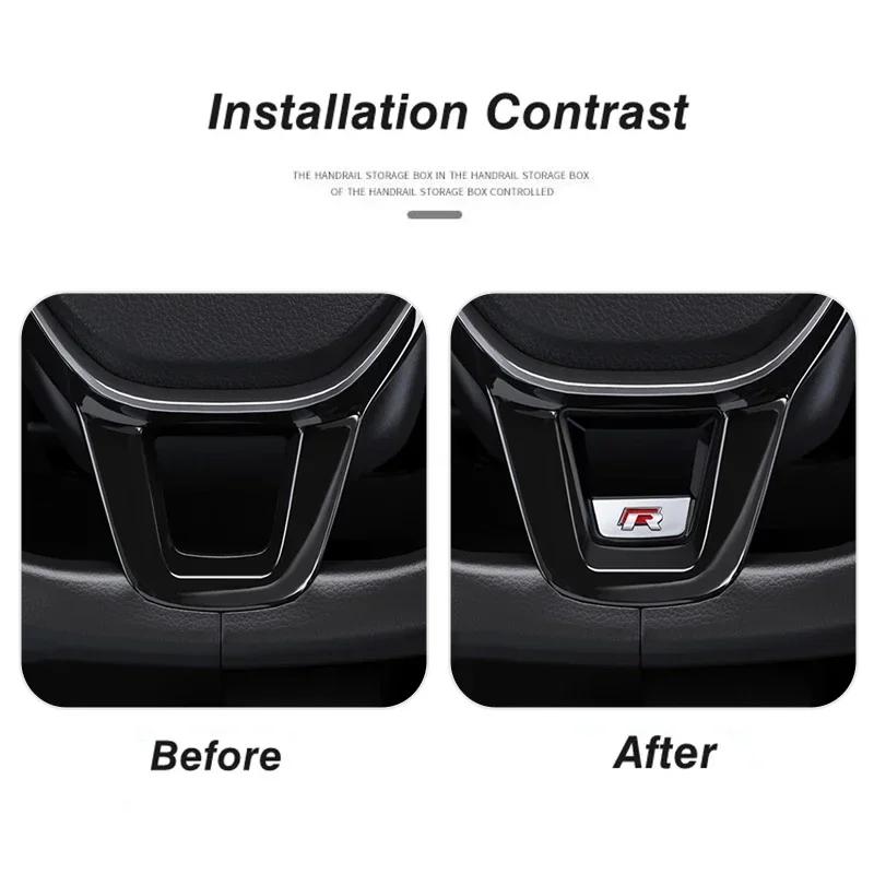 80% Hot Senior R Rline Logo Car Steering Wheel Trim ABS Plating Stickers Accessories For Volkswagen GTI Polo Golf Scirocco Je