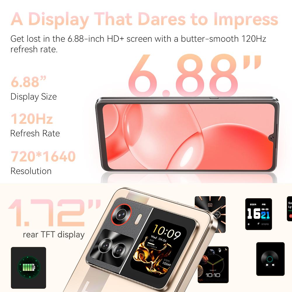 Cubot X100, 5G Smartphone, Android 15, MTK Dimensity 7025, 6nm, 2.5GHz, 6.88-inch Screen, 8GB RAM 256GB ROM, 64MP Camera, 5100mAh Battery