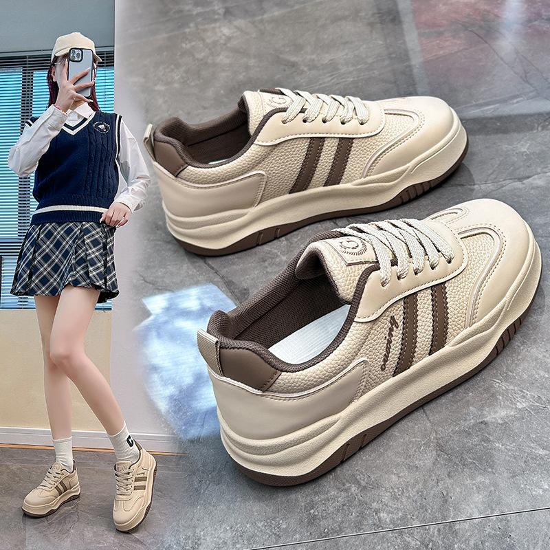 Women's Shoes Spring New Student Ins White Shoes All-Match Thick Bottom Board Shoes Spring and Autumn Casual Shoes