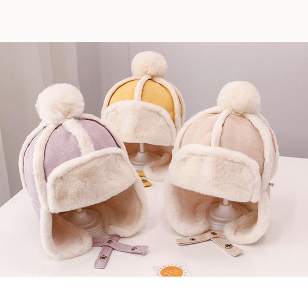 Thicken Warm Winter Hat for Children Earmuff Pilot Hat Plush Bomber Hat Outdoor Activity Trapper Hat for Cold Weather