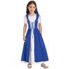 Kids Girls Renaissance Cosplay Medieval Dress Up Costumes Short Sleeve Adjustable Lace-up Gown Dress
