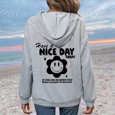 Осенний свитер с капюшоном и рукавами из флиса с надписью «Мода на спине», воротником-мешком, женская одежда