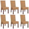 Dining Chairs - vidaXL - Set of 6 - Natural Rattan - Solid Wood - Comfortable